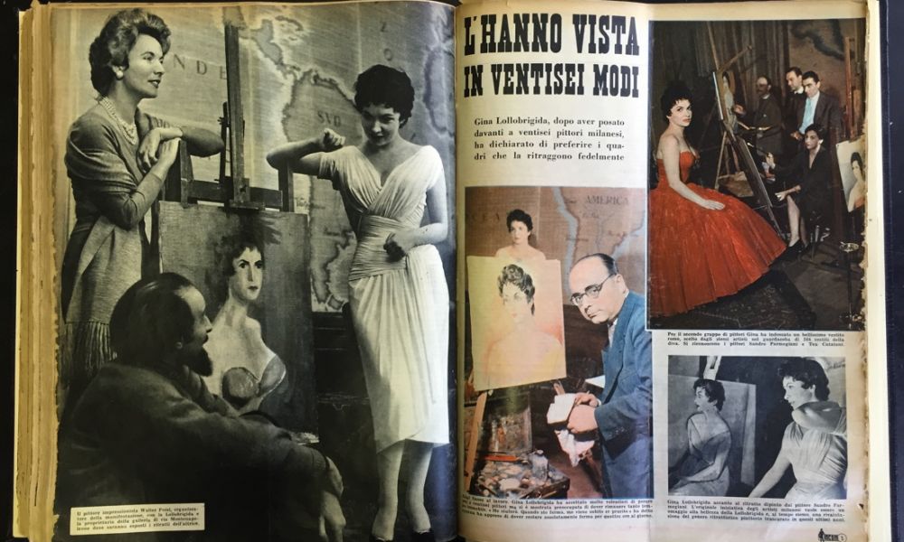 L hanno vista in ventisei modi, in “Settimana Incom Illustrata”, VIII, 9, 26 febbraio 1955, pp. 4. Gina Lollobrigida posa come modella per un folto gruppo di pittori Credits: Fotografie: GiancolomboCredits: Ufficio Stampa Electa