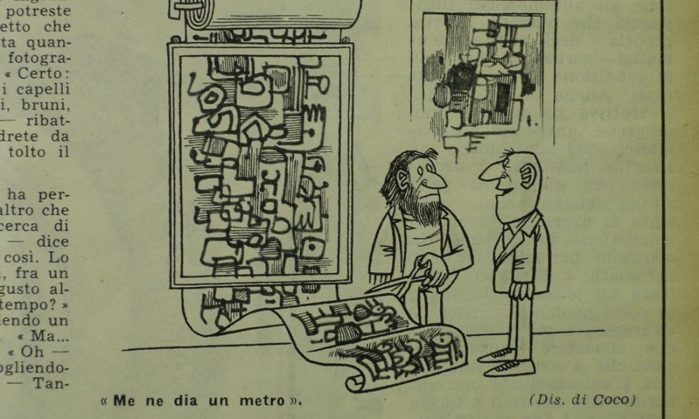 Giuseppe Coco, “Me ne dia un metro” (Si fa per ridere), in “Settimo Giorno”, XV, 17, 24 aprile 1962, p. 47 Credits: Ufficio Stampa Electa